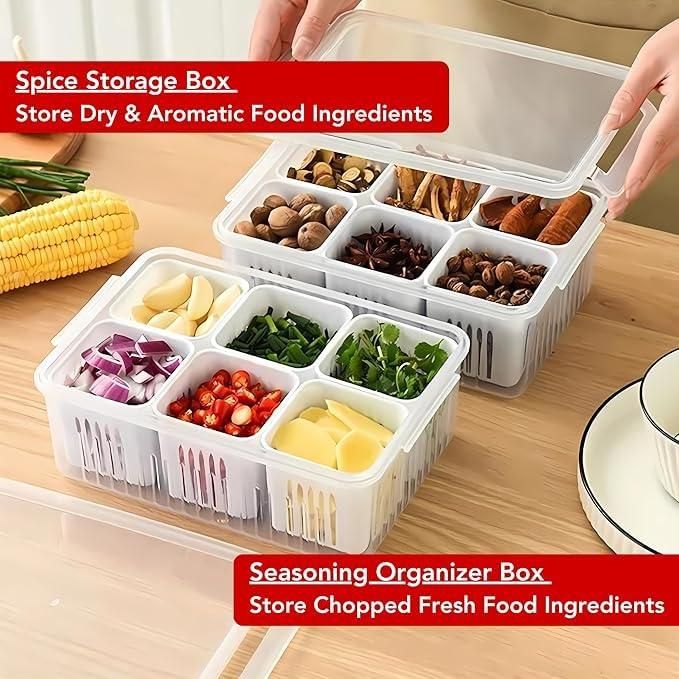 Food Storage Box With Lid and 6 Compartments